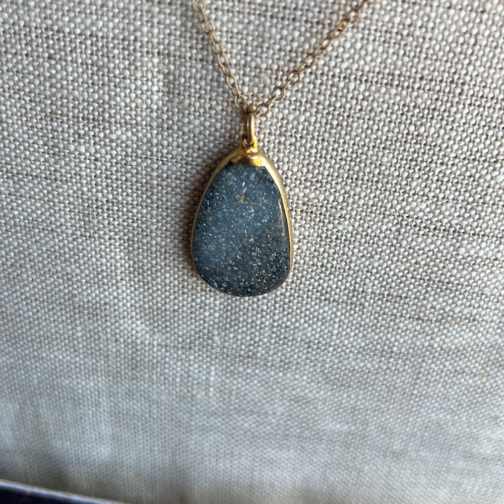 Druzy with gold plated chain necklace handmade in Los Angeles